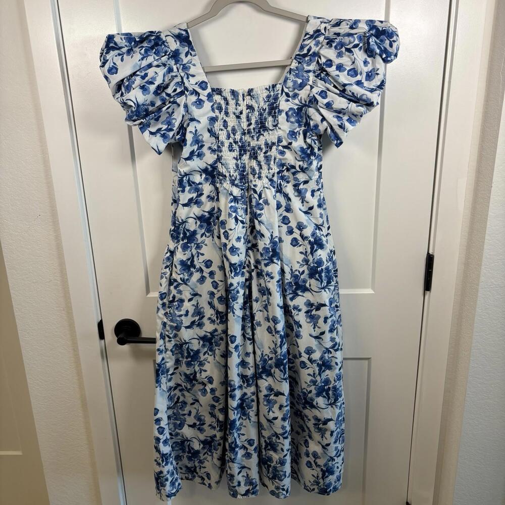 Abercrombie & Fitch White and Blue Floral Midi Dress - Picture 5 of 8